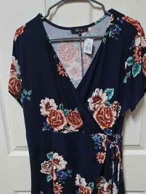 cleo Navy Top with Orange Accent